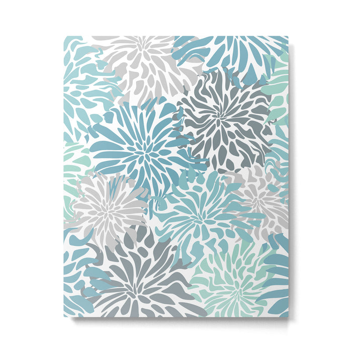 Chic, Flowers Print, Teal, Aqua, Gray Metal Print Gallery Image 1