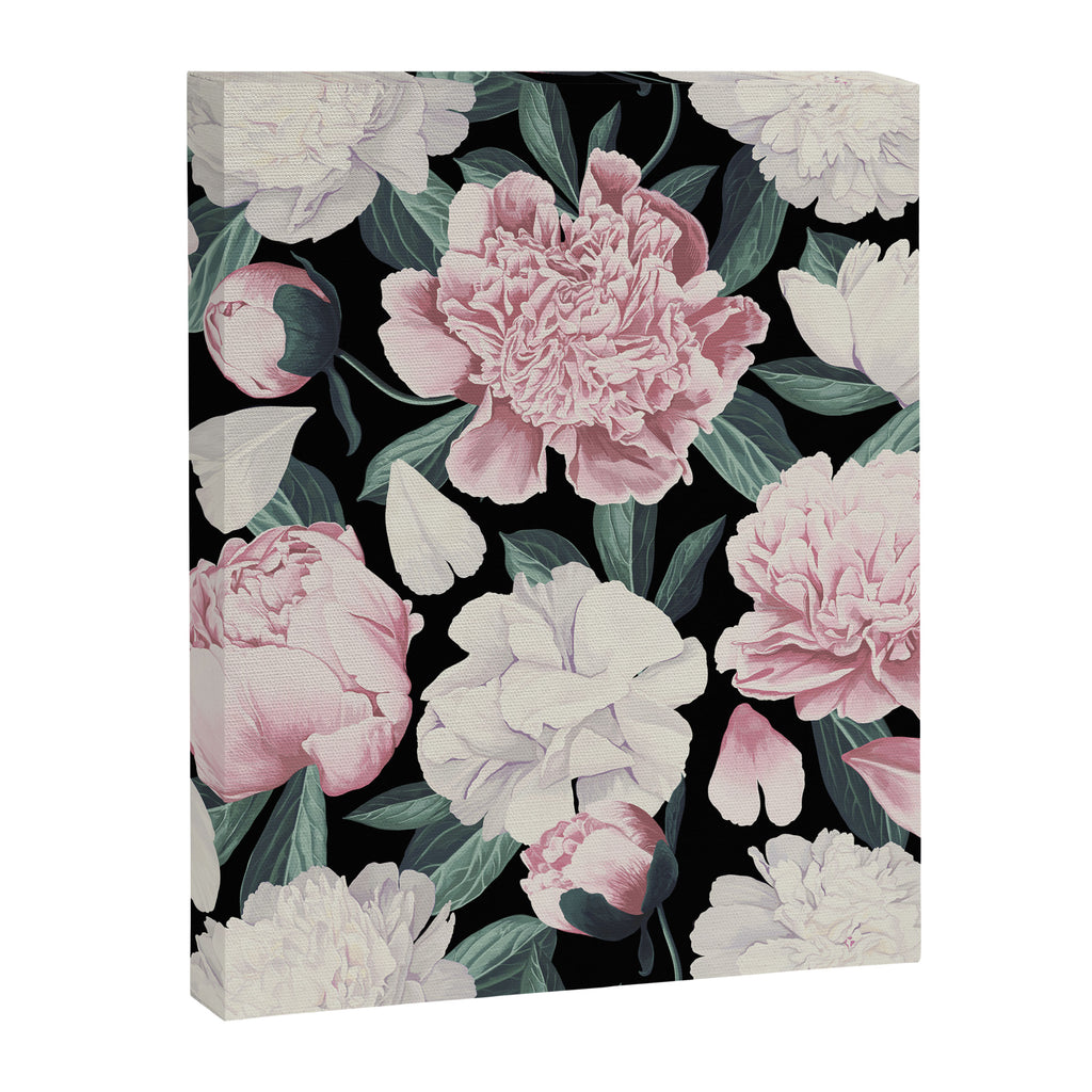 Chic Peonies on Black Canvas Print Gallery Image 8