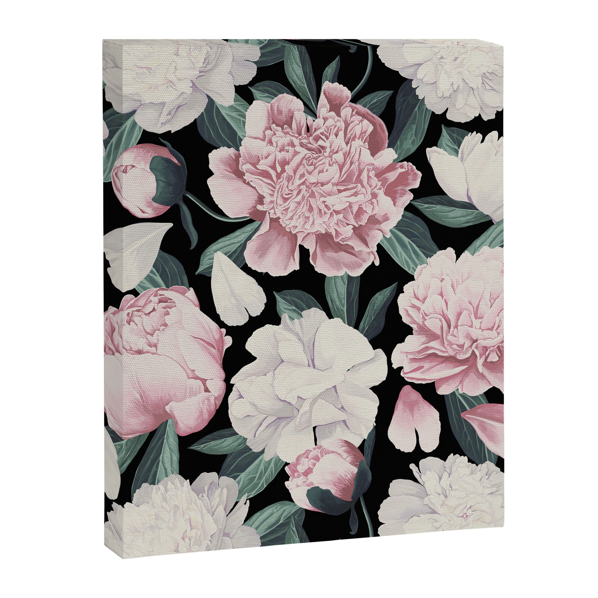 Chic Peonies on Black Canvas Print Gallery Image 8