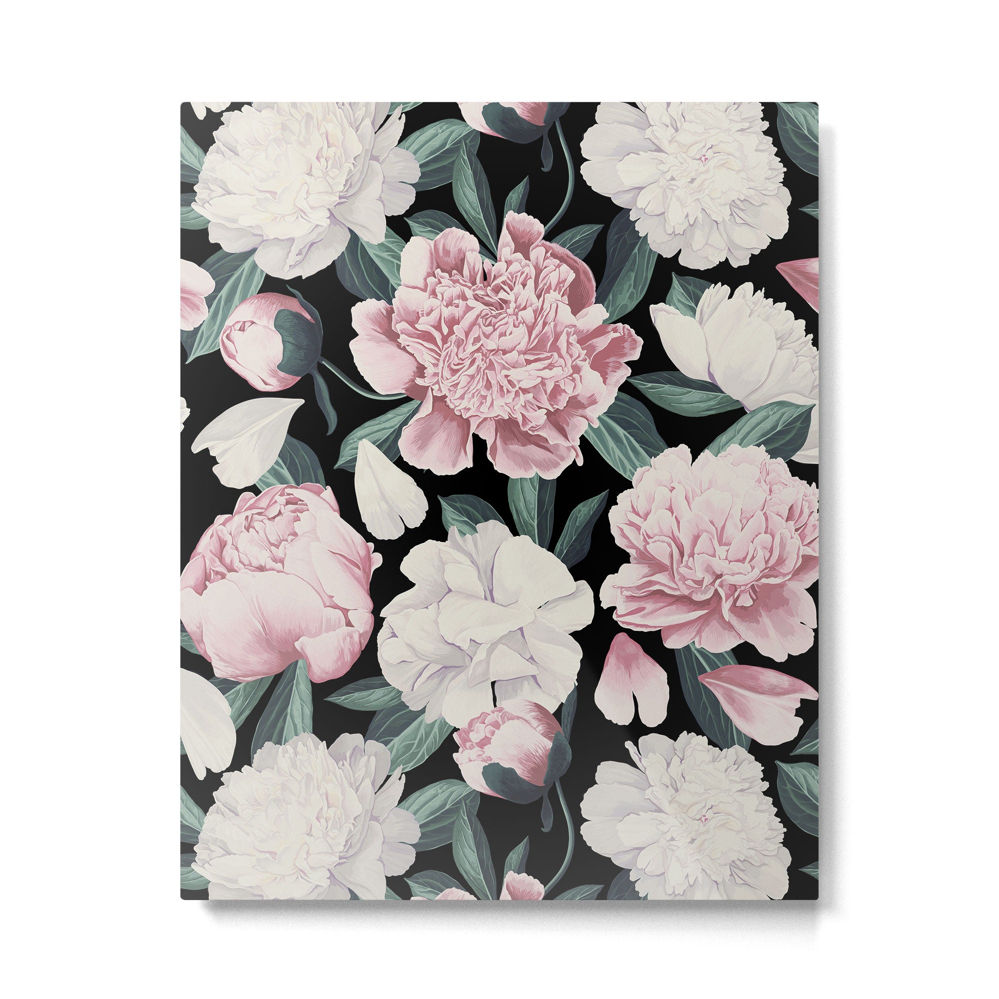 Chic Peonies on Black Metal Print Gallery Image 6