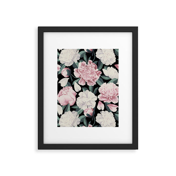 Chic Peonies on Black Framed Art Print Gallery Image 1