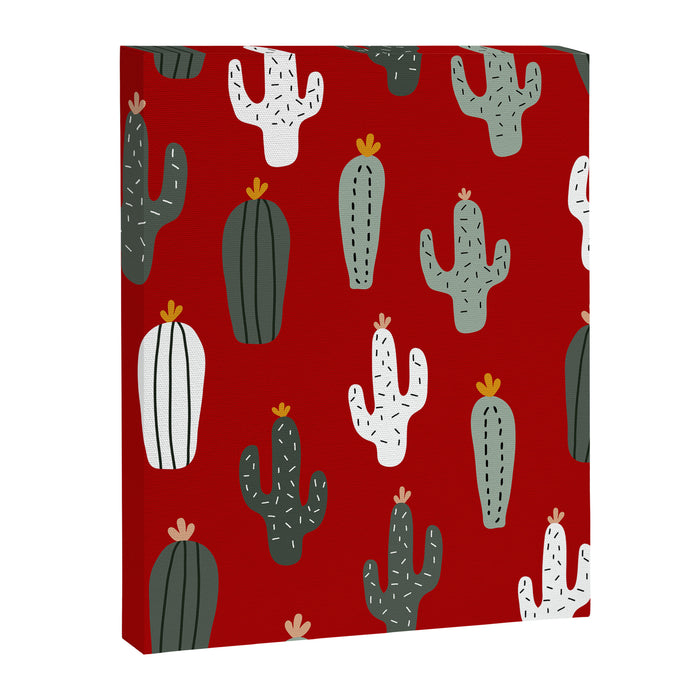 Christmas, Cactus, Red, White and Green, Cute Prints Canvas Print Gallery Image 1