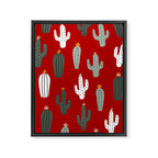 Christmas, Cactus, Red, White and Green, Cute Prints Framed Canvas Print Gallery Image 8