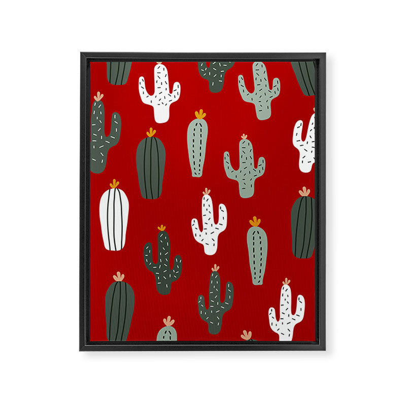 Christmas, Cactus, Red, White and Green, Cute Prints Framed Canvas Print Gallery Image 8