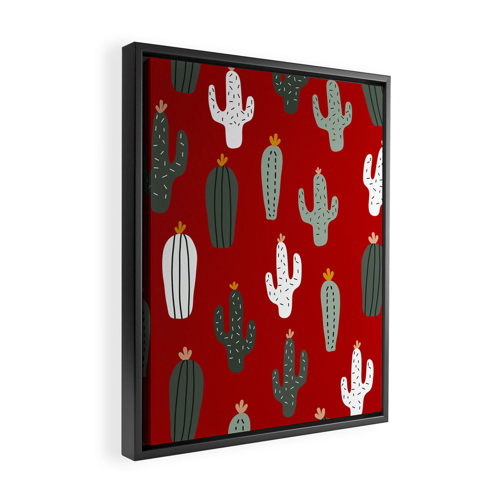 Christmas, Cactus, Red, White and Green, Cute Prints Framed Canvas Print Gallery Image 2