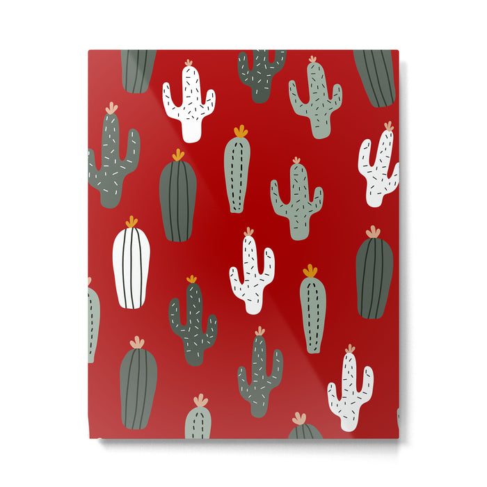 Christmas, Cactus, Red, White and Green, Cute Prints Metal Print Gallery Image 1