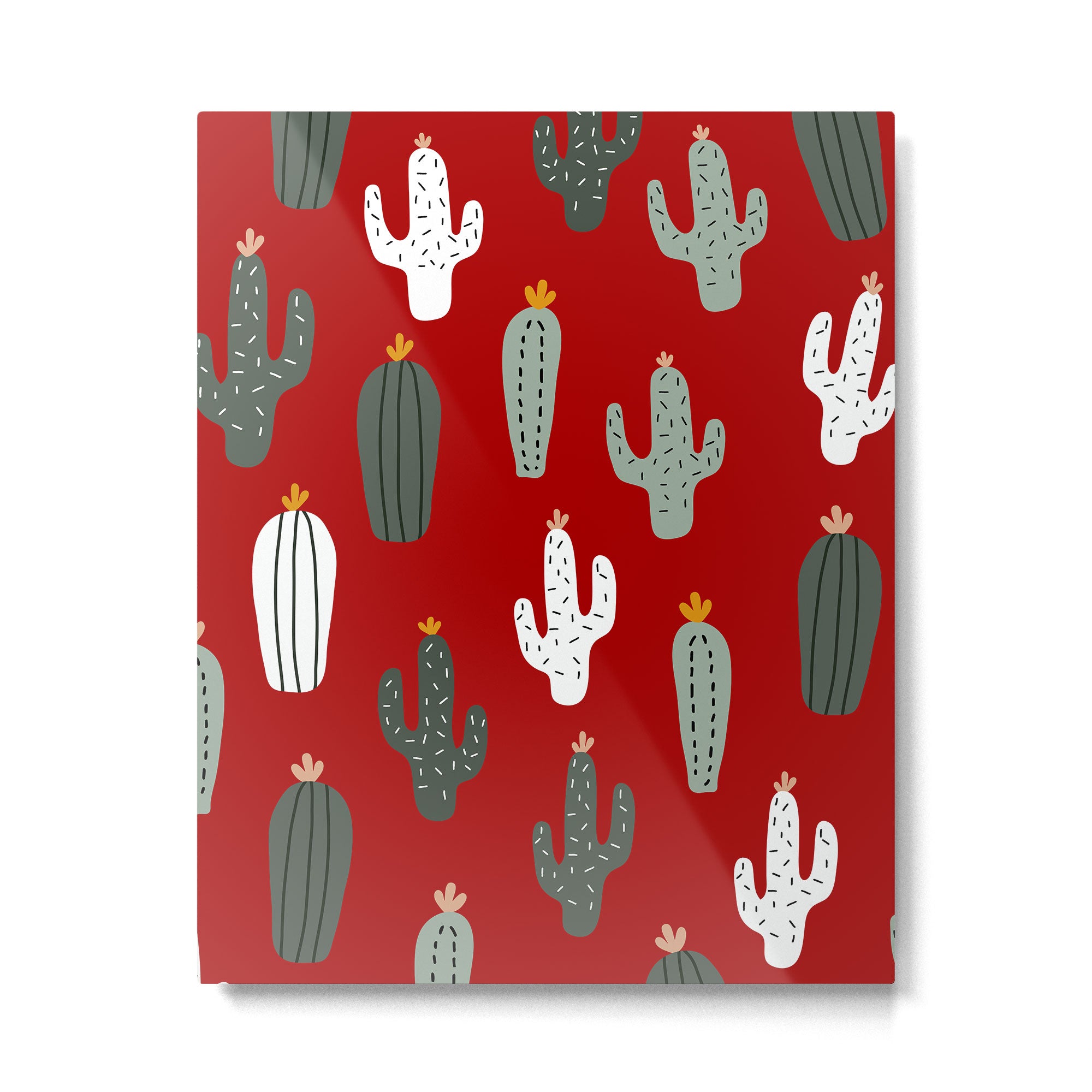 Christmas, Cactus, Red, White and Green, Cute Prints Metal Print Gallery Image 6