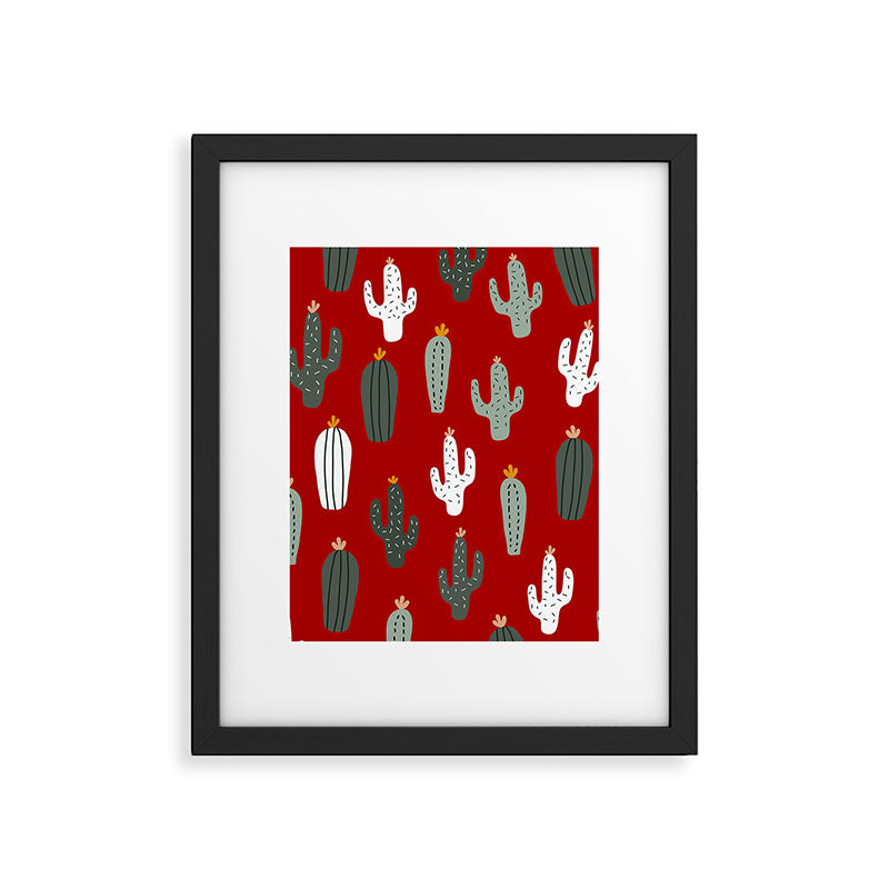 Christmas, Cactus, Red, White and Green, Cute Prints Framed Art Print Gallery Image 6