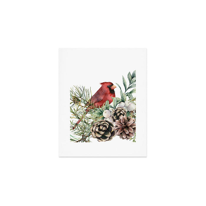 Christmas Cardinal and Pine Art Print Gallery Image 1