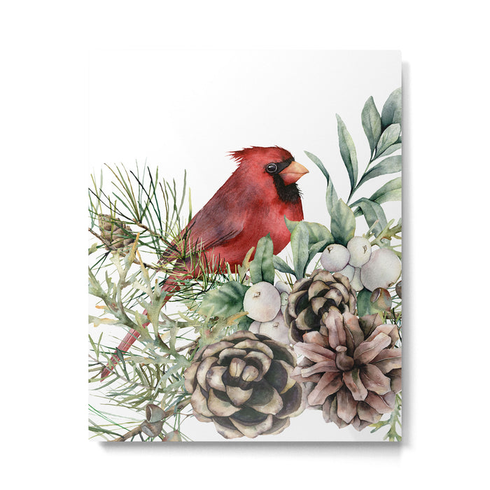 Christmas Cardinal and Pine Metal Print Gallery Image 1