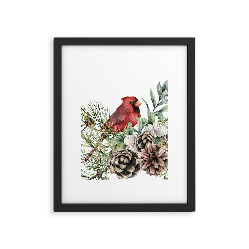 Christmas Cardinal and Pine Framed Art Print Gallery Image 6