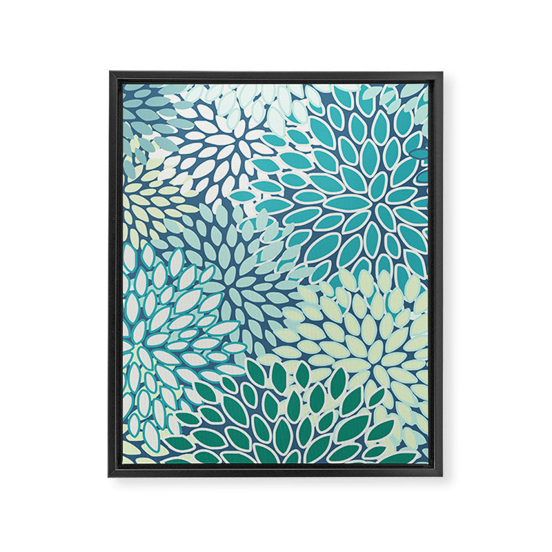 Christmas, Floral Prints, Teal, Blue and Green, Colour Prints Framed Canvas Print Gallery Image 8
