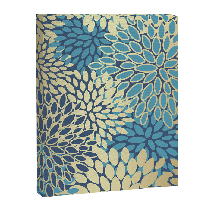Christmas, Flower Garden, Gold and Blue, Floral Prints Canvas Print Gallery Image 1