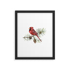 Christmas Red Cardinal Bird and Pine Watercolor Framed Art Print Gallery Image 6