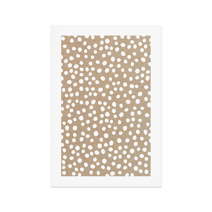 Christmas Snow, White Dots on Brown Paper Art Print Gallery Image 1