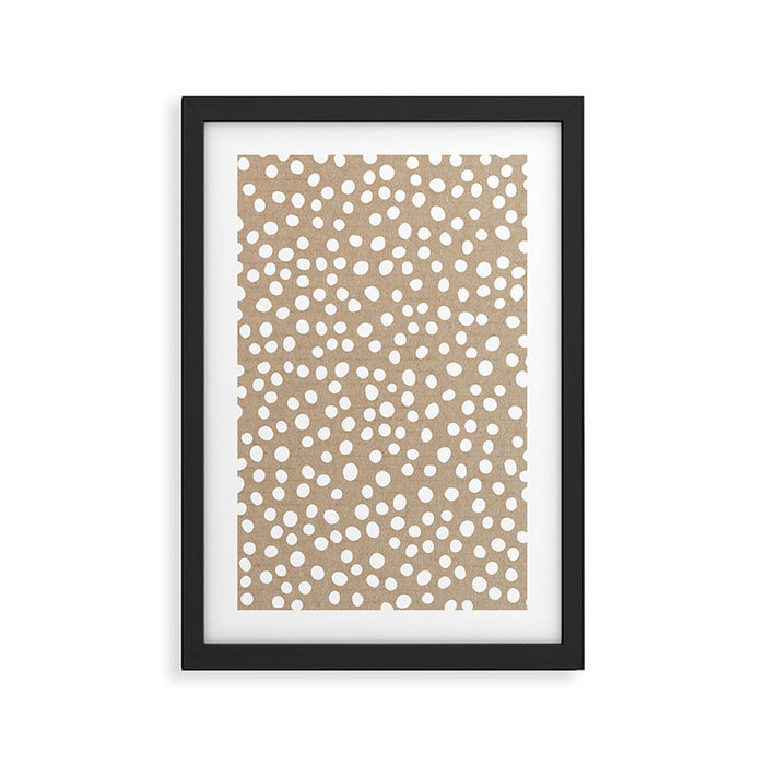 Christmas Snow, White Dots on Brown Paper Framed Art Print Gallery Image 1