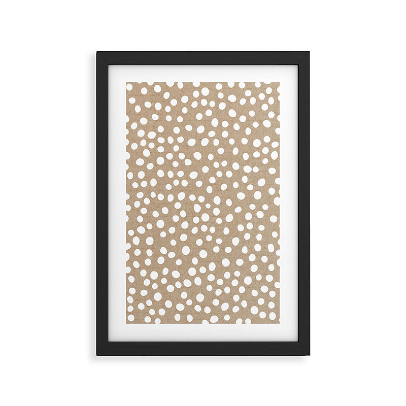 Christmas Snow, White Dots on Brown Paper Framed Art Print Gallery Image 2
