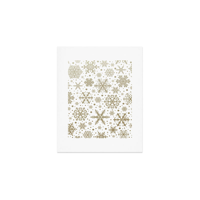 Christmas Snowflakes, Gold and White Art Print Gallery Image 1