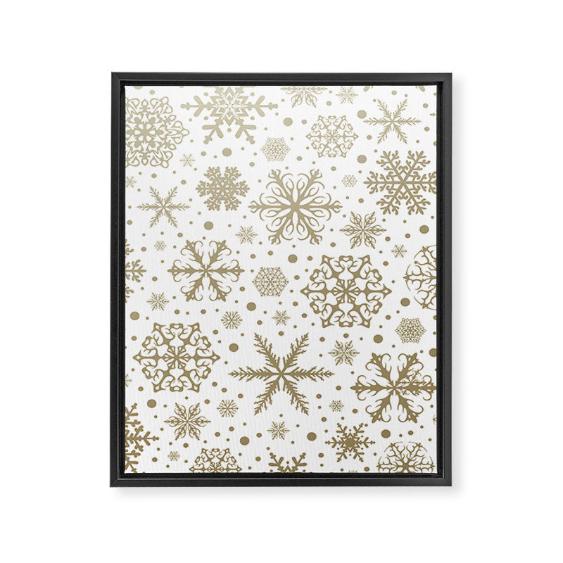 Christmas Snowflakes, Gold and White Framed Canvas Print Gallery Image 8