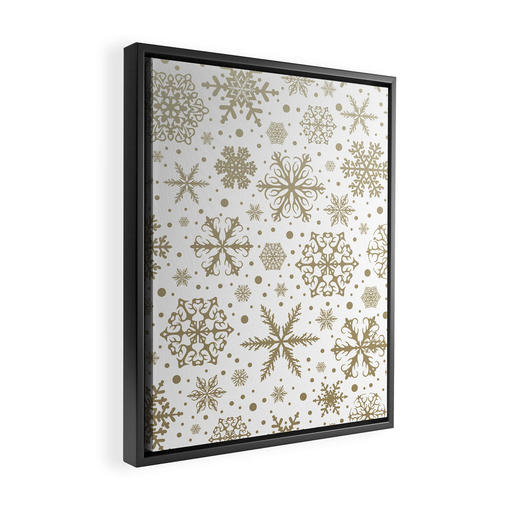 Christmas Snowflakes, Gold and White Framed Canvas Print Gallery Image 2