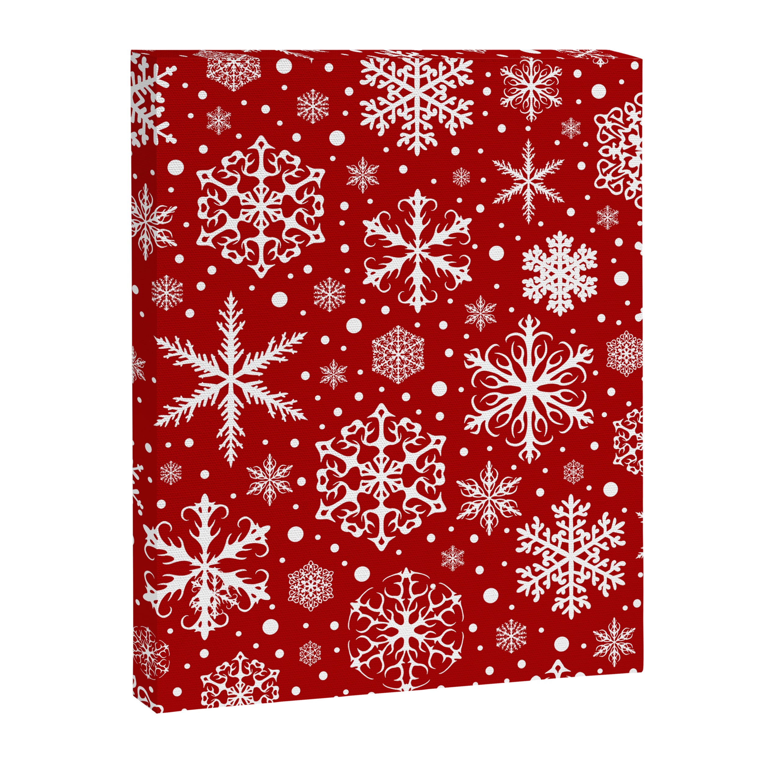 Christmas Snowflakes Pattern, Festive Red and White Canvas Print Gallery Image 8