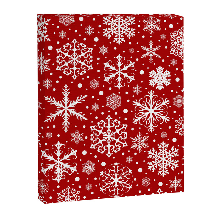 Christmas Snowflakes Pattern, Festive Red and White Canvas Print Gallery Image 1
