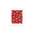 Christmas Snowflakes Pattern, Festive Red and White Art Print Gallery Image 1