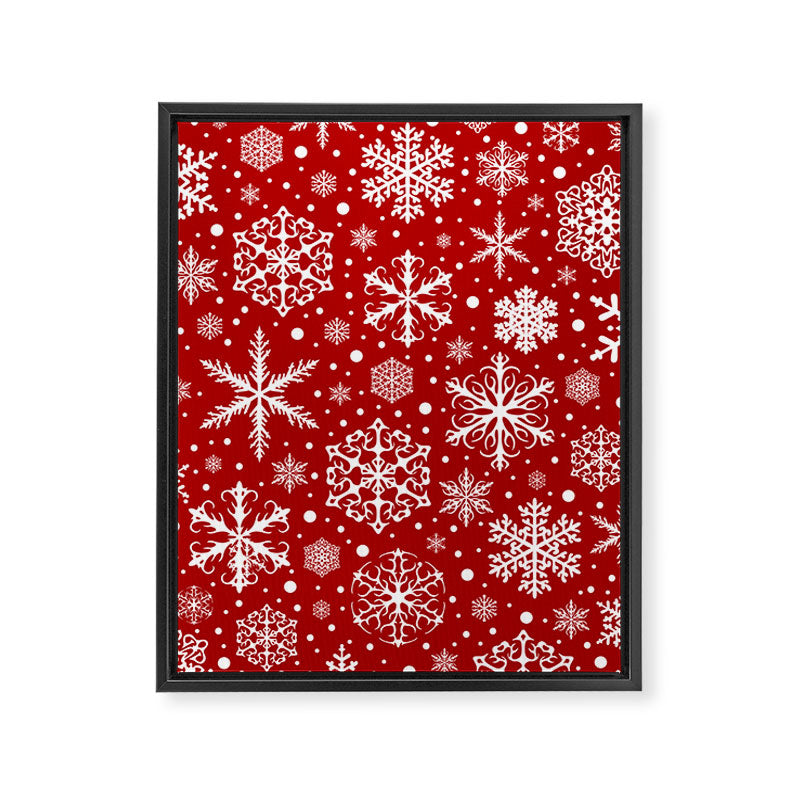Christmas Snowflakes Pattern, Festive Red and White Framed Canvas Print Gallery Image 8