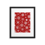 Christmas Snowflakes Pattern, Festive Red and White Framed Art Print Gallery Image 6