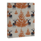 Christmas Trees and Deer, Faux Linen, Pattern, Beige, Terracotta and Blue Canvas Print Gallery Image 8