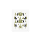 Christmas Trees and Deer, Pattern, Green and Blue Art Print Gallery Image 1