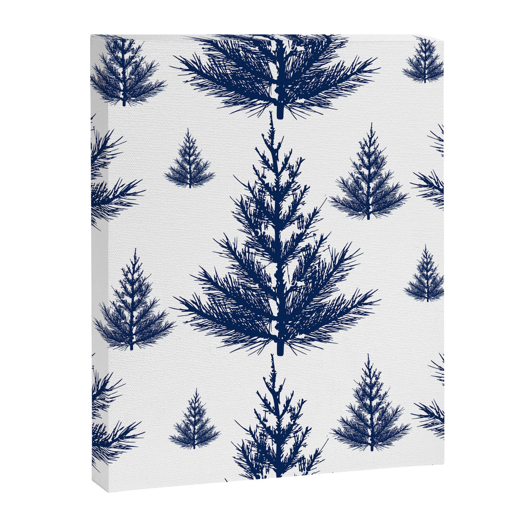 Christmas Trees and Snow, Blue and White Canvas Print Gallery Image 8