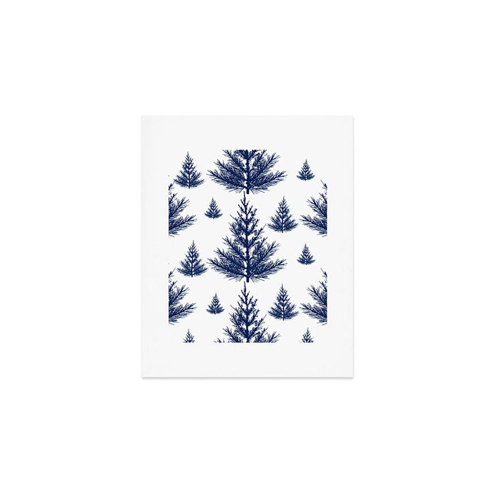 Christmas Trees and Snow, Blue and White Art Print Gallery Image 1