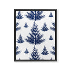 Christmas Trees and Snow, Blue and White Framed Canvas Print Gallery Image 8