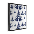 Christmas Trees and Snow, Blue and White Framed Canvas Print Gallery Image 2
