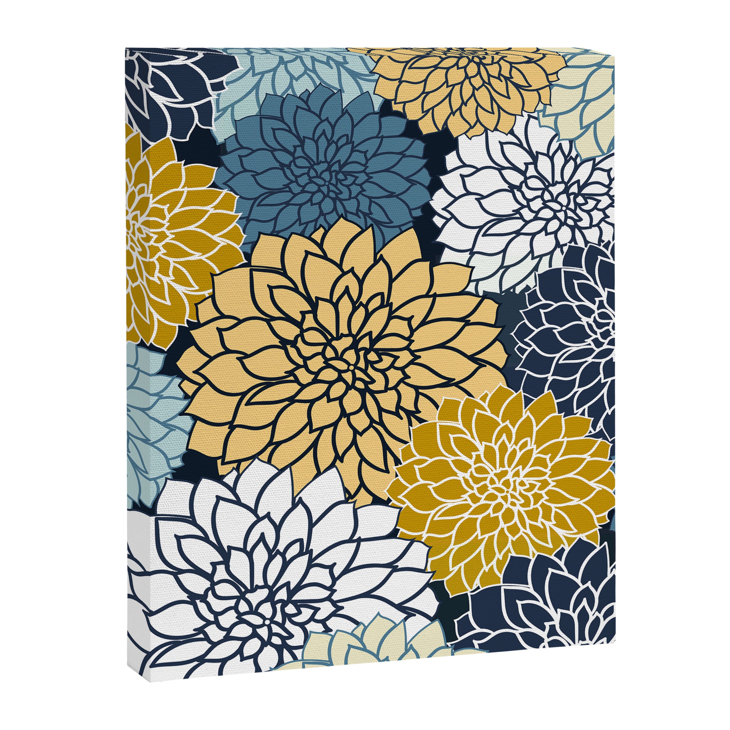 Chrysanthemum Willow, Floral Prints, Blue and Yellow Canvas Print Gallery Image 8