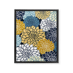 Chrysanthemum Willow, Floral Prints, Blue and Yellow Framed Canvas Print Gallery Image 8