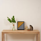 Color Block & Stripes Geometric Print, Mustard, Navy and White Framed Canvas Print Gallery Image 4