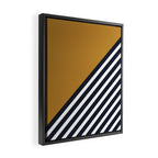 Color Block & Stripes Geometric Print, Mustard, Navy and White Framed Canvas Print Gallery Image 2