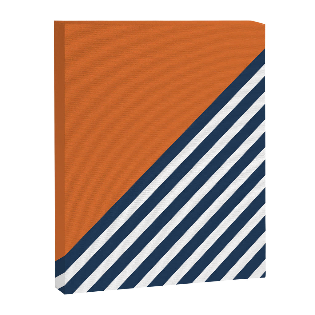 Color Block & Stripes Geometric Print, Orange, Navy and White Canvas Print Gallery Image 8