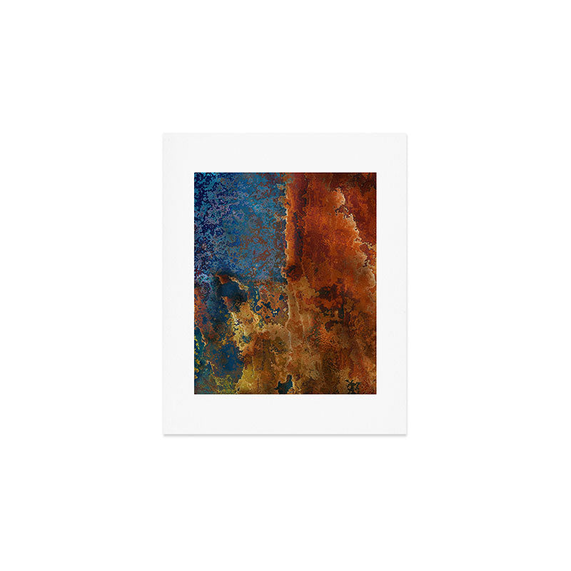 Colorful Blue and Copper Rust Art Print Gallery Image 1