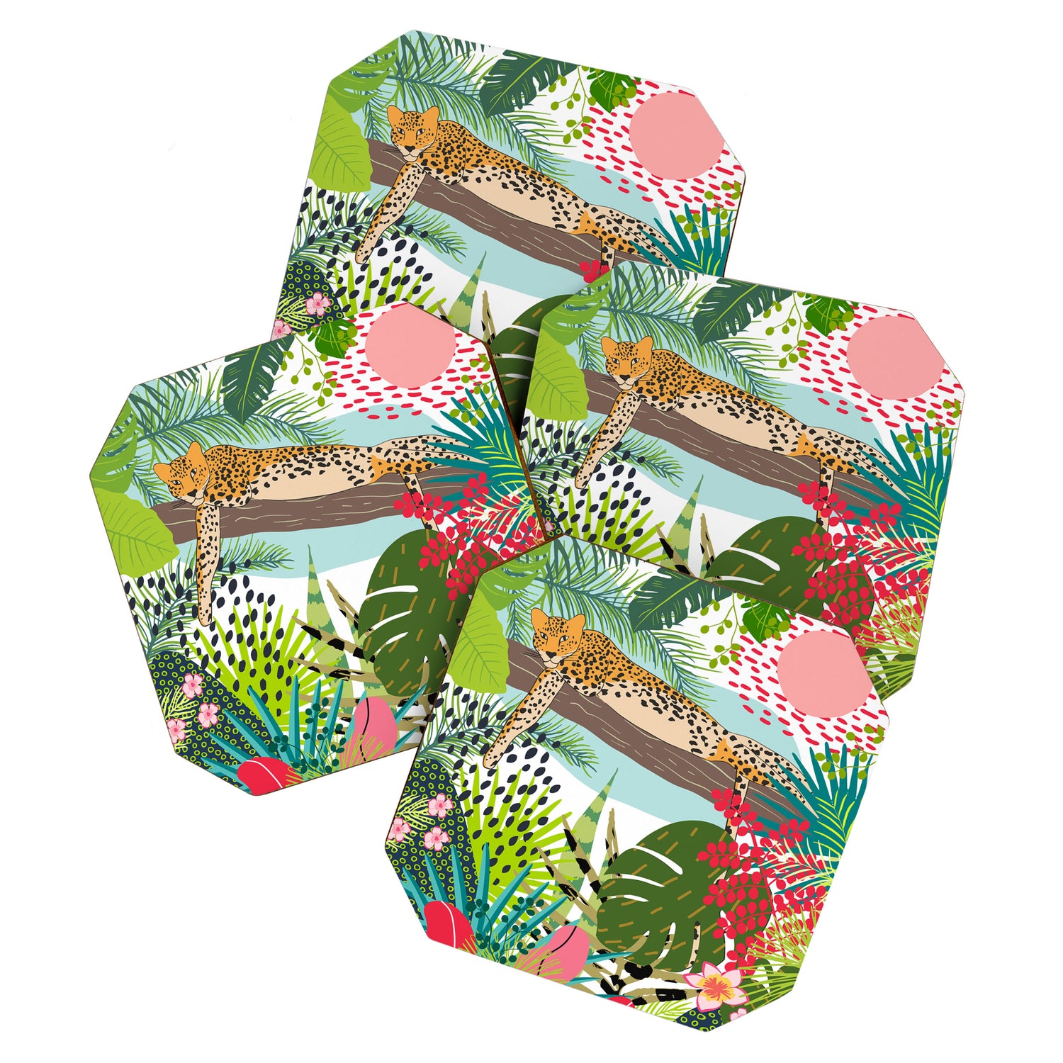 Colorful Jungle Cheetah Print Coaster Gallery Image 1