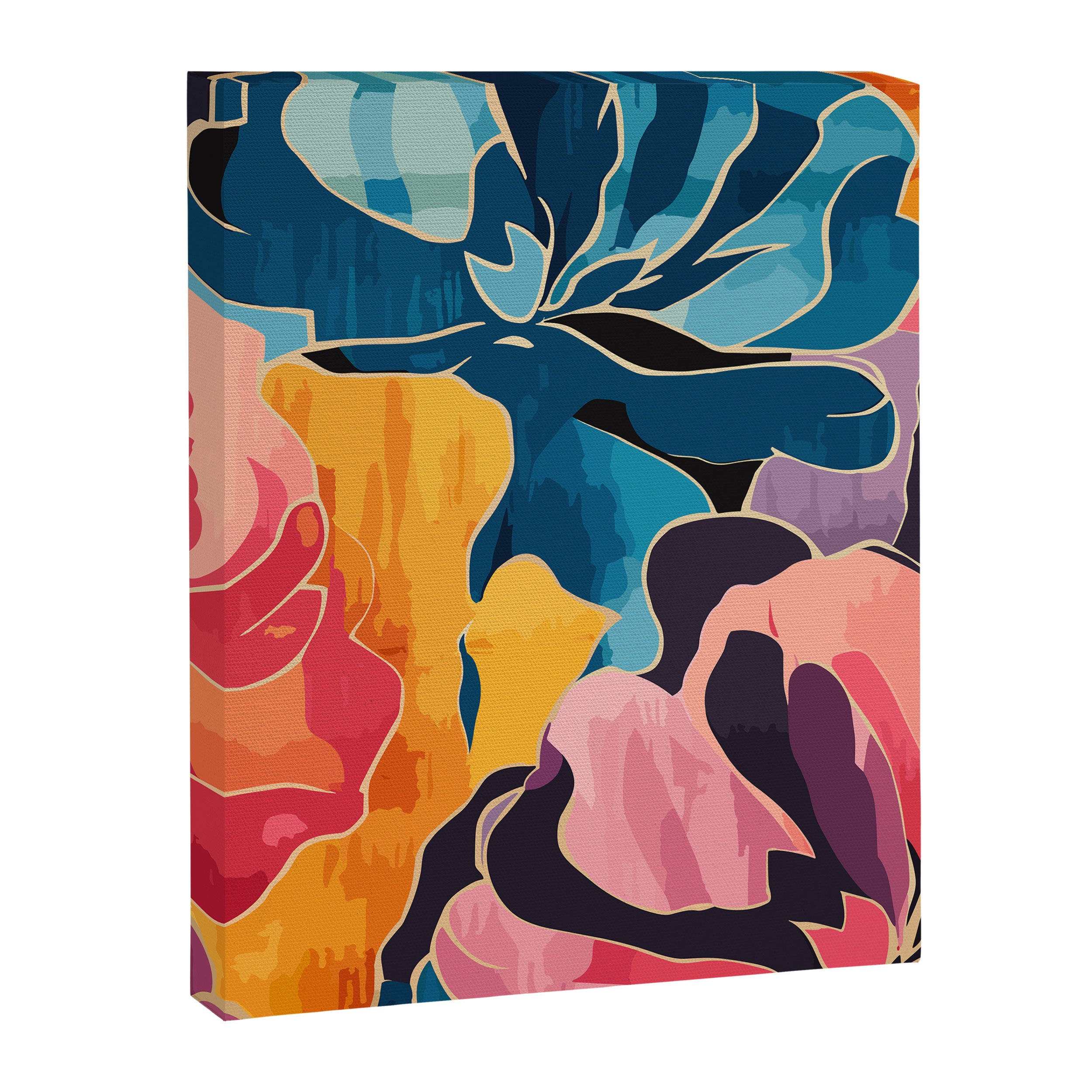 Colorful Pink and Blue Decorative Floral Canvas Print Gallery Image 8