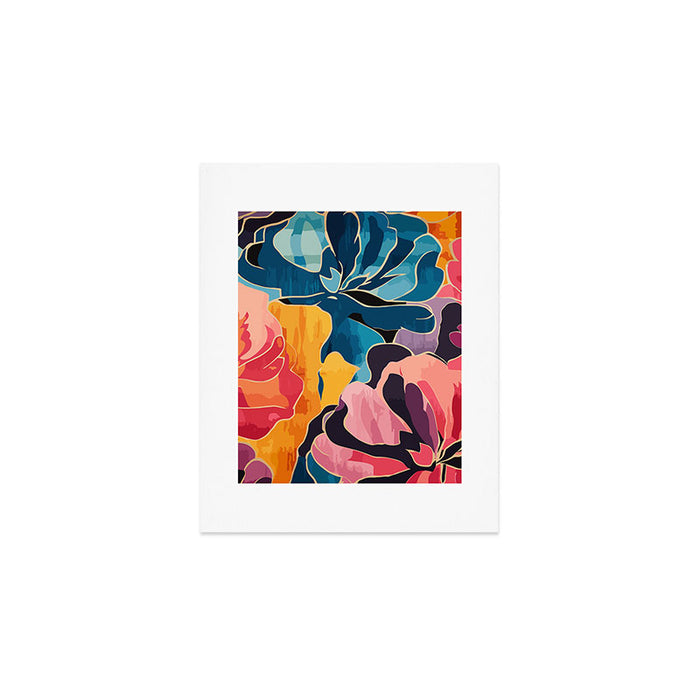 Colorful Pink and Blue Decorative Floral Art Print Gallery Image 1