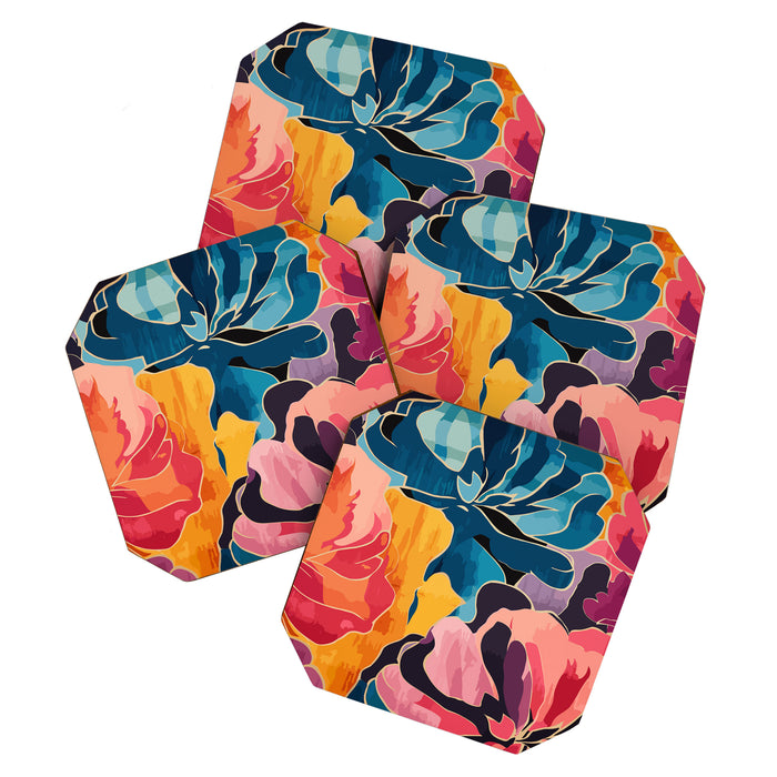 Colorful Pink and Blue Decorative Floral Coaster Gallery Image 1