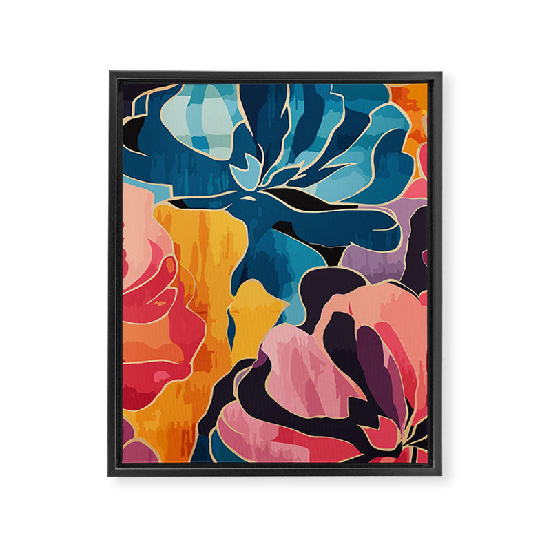 Colorful Pink and Blue Decorative Floral Framed Canvas Print Gallery Image 8
