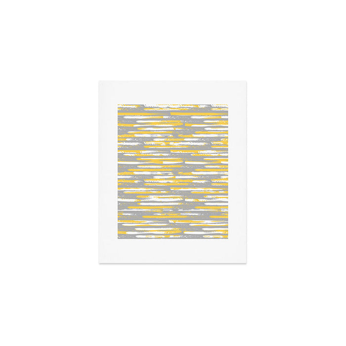Colorful Stripes, Abstract Art, Yellow and Gray Art Print Gallery Image 1