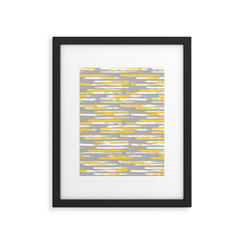 Colorful Stripes, Abstract Art, Yellow and Gray Framed Art Print Gallery Image 6