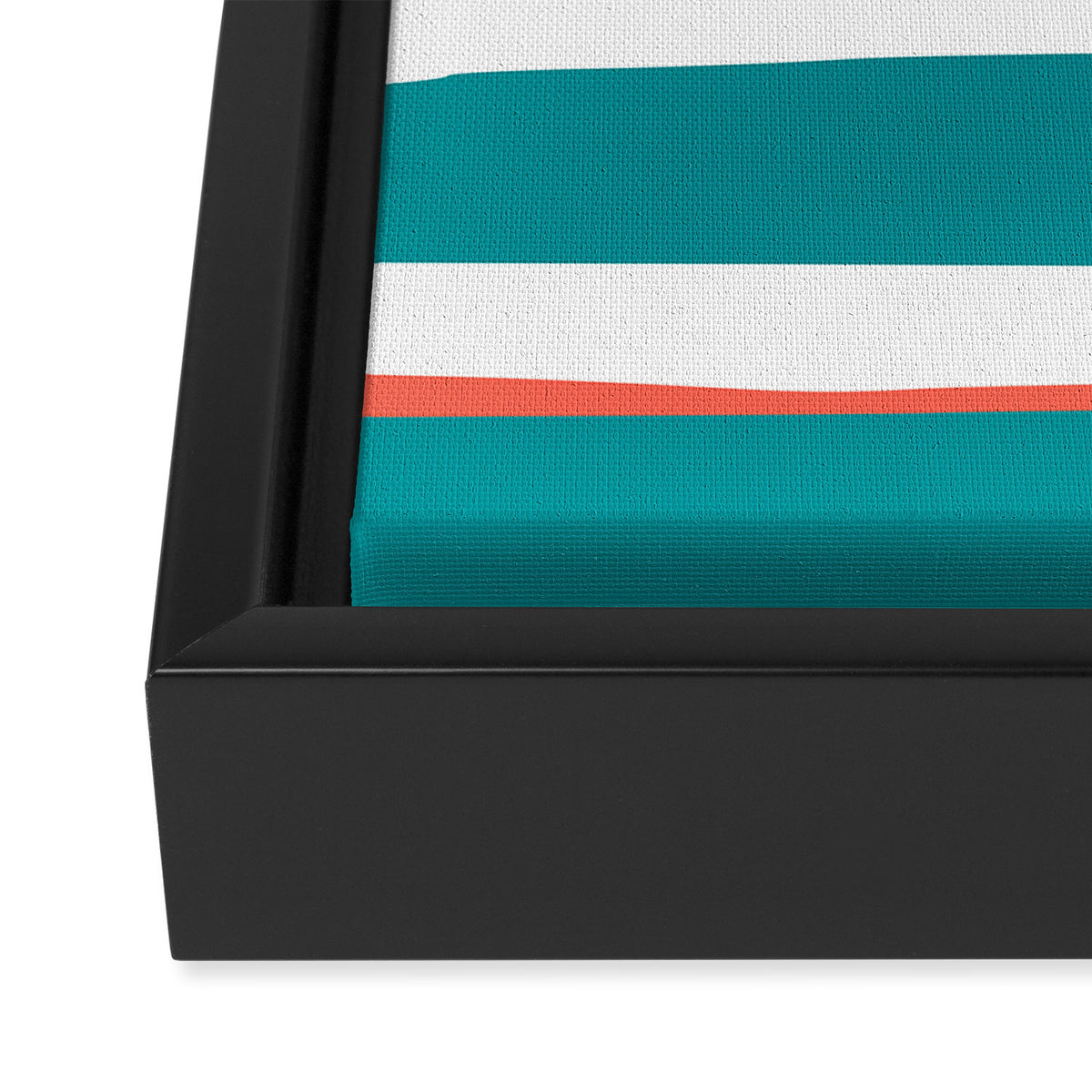 Colorful Stripes, Coral, Teal and Aqua Framed Canvas Print Gallery Image 3