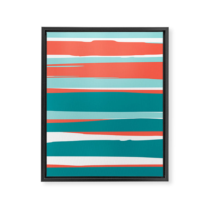 Colorful Stripes, Coral, Teal and Aqua Framed Canvas Print Gallery Image 8